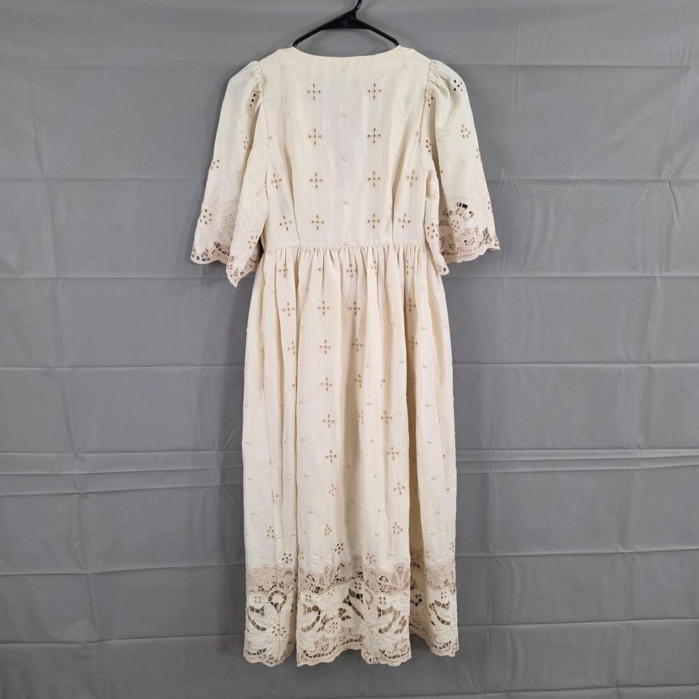 Rhode Dress Small Mira in Ivory Etoile Eyelet Lace Midi Boho Cottagecore Boho - Picture 9 of 14